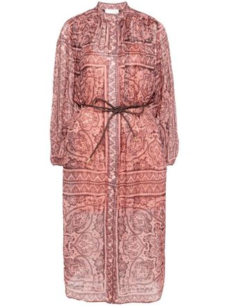 Zimmermann Abito midi Ottie con stampa paisley - Rosa