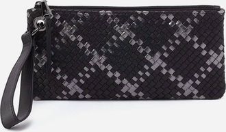 Hobo Vida Wristlet In Black Metallic Woven