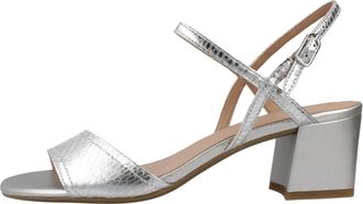 Geox New Eraklia 50 - Dames - Sandalen met hakken - Grijs - 38 EU - Leer - Schoenen