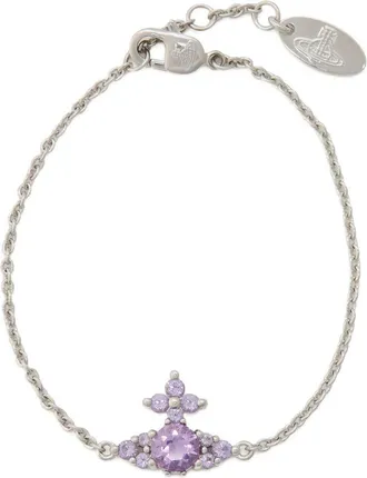 Vivienne Westwood Silver-tone Bracelet with Lavender Gemstone Cluster