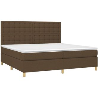 vidaXL Vidaxl - Cama Box Spring Colch&oacute;n Luces Led Tela Marr&oacute;n Oscuro 200x200 Cm