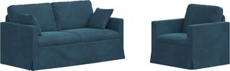 vidaXL Juego De Sof&aacute; 2 Uds. Azul Terciopelo Vidaxl