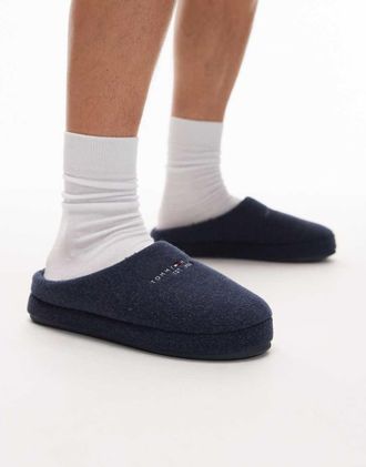 Tommy Hilfiger Pantofole blu navy con logo lineare