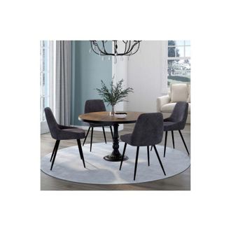 IDMarket Lote De 4 Sillas Thalya De Terciopelo Gris Oscuro Con Reposabrazos