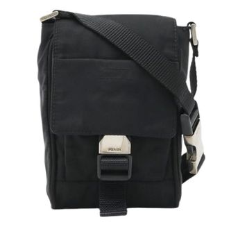Prada Pre-owned Cross Body Bags, female, Black, Size: ONE SIZE Pre-owned Triangle Logo Nylon Leather 2way Shoulder Bag