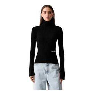 Karl Lagerfeld Lichtgewicht coltrui - Dames - Truien - Zwart - Maat: M Viscose