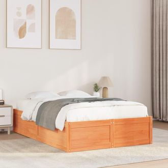 vidaXL Vidaxl - Estructura De Cama Sin Colch&oacute;n Madera Maciza Marr&oacute;n 120x190 Cm