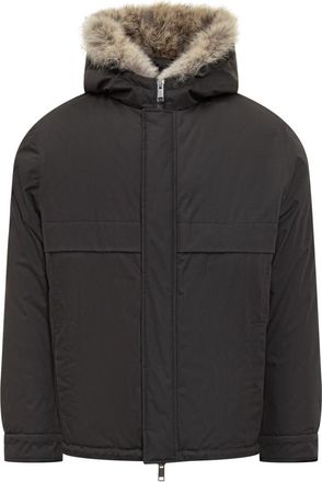Yves Salomon Black Solid Hood Jacket