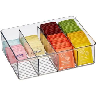 iDesign 4-Section Storage Bin for Tea Bags, Sweeteners, and Spices in Pantry or Cabinet, Clear at Nordstrom