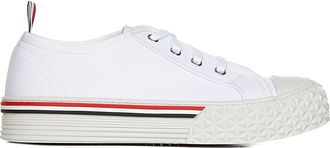Thom Browne Low-top white cotton canvas sneakers