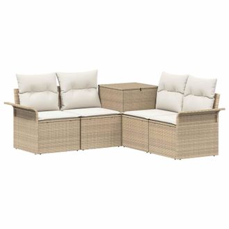 vidaXL Juego De Sof&aacute; 5 Uds. Beige Y Blanco Crema Vidaxl