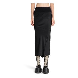 Rick Owens Midi Skirts, female, Black, S, Gonna - Calf Bias Skirt