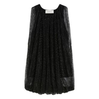 Sportmax Sportmax, Sleeveless Tops, female, Black, Size: XS Mesh top with crystals