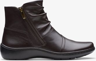 Clarks Womens Cora Pace Chocolate Leather Boots - Brown - Size 5.5 Wide Fit (UK Shoe)