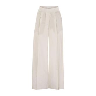 Brunello Cucinelli Brunello Cucinelli, Wide Trousers, female, Beige, Size: M Loose Fit Cotton Trousers