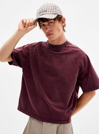 Djab Mens Faded panelled cropped T-shirt Imported from Seoul
