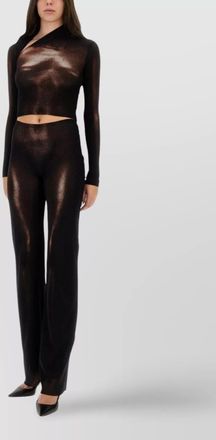 Jean Paul Gaultier printed asymmetric cutout long-sleeve top