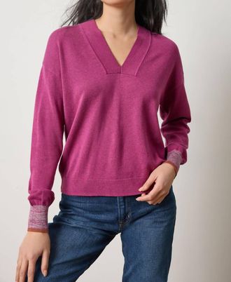 Lilla P V Neck Pullover Sweater In Dahlia