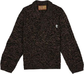 Brain Dead Waffle Pullover Sweater - Heren - Ronde hals truien - Bruin - M - Katoen - Truien & Vesten