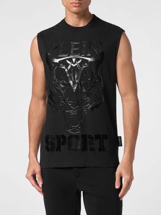 Plein Sport Canotta in cotone con stampa grafica del logo a contrasto