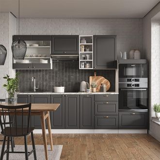 Vicco Mueble De Cocina Fame-line, Antracita-oro/blanco, 280 Cm, Et Antracita