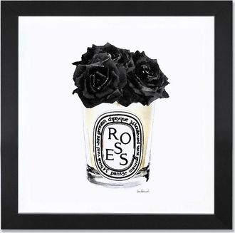 iCanvas Icanvas Icanvas Candle With Black Roses, Square By Amanda Greenwood