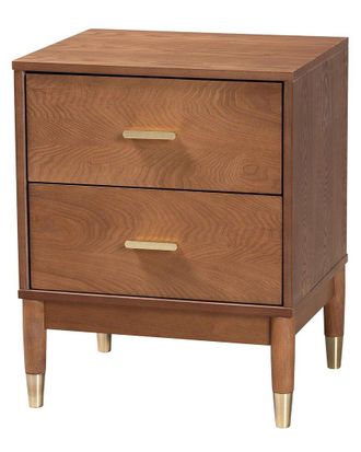 Baxton Studio Mandolin Mid-Century Wood 2-Drawer Nightstand