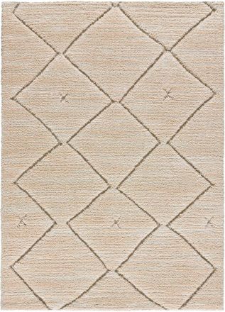 Atticgo Alfombra shaggy &eacute;tnica beige 133x190 cm
