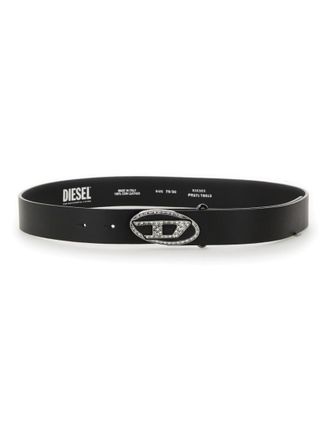 Diesel Black Logo Embellished Buckle Belt