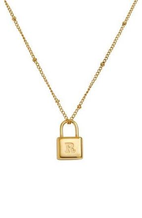 Savvy Cie Jewels Initial Lock Pendant Necklace in Gold - R at Nordstrom Rack
