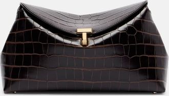 Toteme Clutch T-Lock in pelle stampata