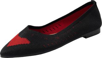 Generic Womens Ballet Flats Pointed Toe Knitted Pumps Shoes Fashionable Lightweight Breathable Classic Comfy Slip On Casual Shoes Holiday Leisure Black