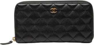 Chanel Pre-owned Matelasse Long wallet (bi-fold) - Dames - Vintage Accessoires - Zwart - ONE Size - Leer - Vintage