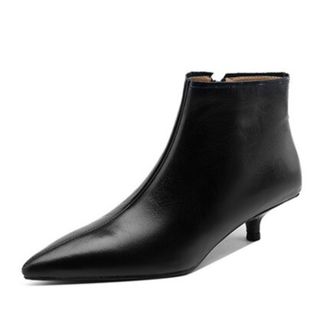 Generic Womens Pointed Toe Ankle Boots Slim Stiletto Heels Side Zipper Smooth Upper Sleek Silhouette Soft Lining Cushioned Insole Durable Non-Slip Outsole,Bla