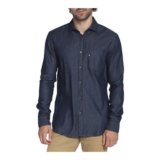 HUGO BOSS Overhemd met borstzak - Heren - Overhemden - Blauw - Maat: S Denim