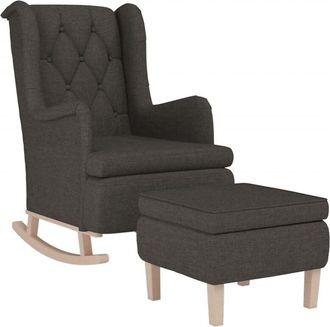 vidaXL Vidaxl - Sill&oacute;n Con Patas Mecedoras Y Taburete De Tela Gris Oscuro