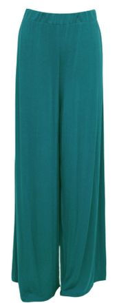 Generic New Womens Wide Leg Bottoms Flared Plus Size Pants Palazzos Plain Trousers 12-30 (M/L (12/14), TEAL)