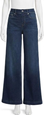 Spanx 2.0 Stretch Pull On Wide Leg Jeans In Pacific Wash