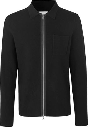 Sams&oslash;e & Sams&oslash;e Black Zip Fine-Knit Viscose Cardigan