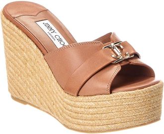 Jimmy Choo London Leda Wedge 100 Brown Sandals New