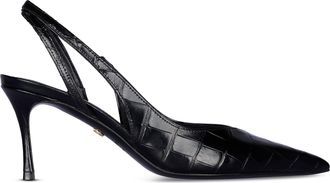 Ferragamo Slingback Sandals with Pointed Toe and Crocodile Textured Upper