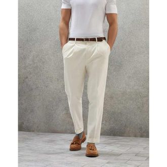 Brunello Cucinelli MenS Off White Cotton Wool Blend Trousers, Size 34