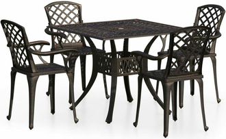 vidaXL vidaXL 5 Piece Bistro Set Cast Aluminium Bronze