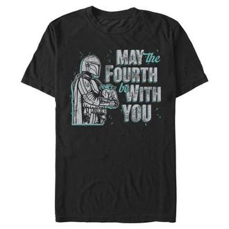 Star Wars Mens Star Wars The Mandalorian Distressed Mando And Grogu May The Fourth Graphic T-Shirt in Black at Nordstrom, Size