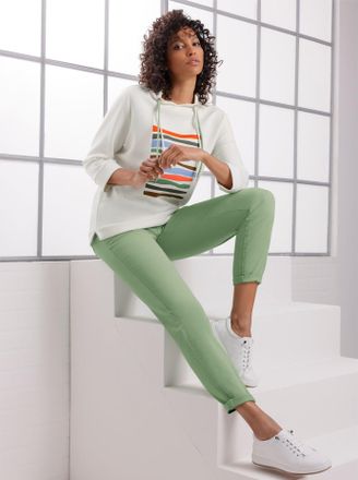 Cr&eacute;ation L Sweatshirt CREATION L PREMIUM, Damen, Gr. 36, ecru, eucalyptus, bedruckt, 50% Modal, 44% Polyester, 6% Elasthan, gemustert, Sweatshirts Sweatshirt