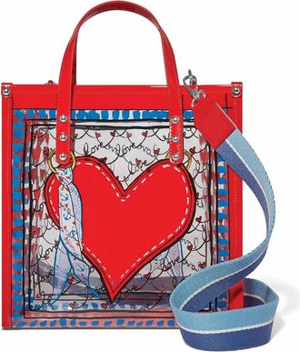 Brighton Womens Striped Love Vinyl Tote Bag In Red / Blue