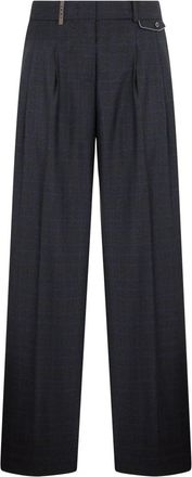 PESERICO Losse wollen broek - Dames - Wijde Broeken - Blauw - L - Wol - Broeken