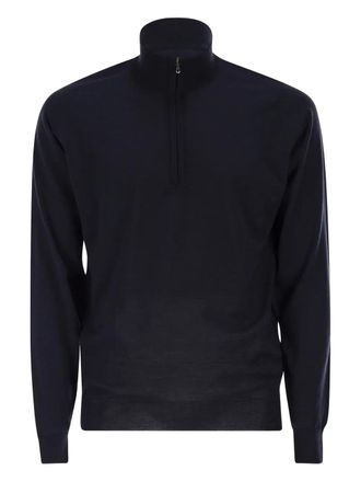 John Smedley high-neck zip sweater - Blue