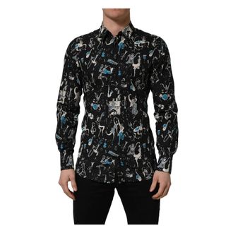 Dolce & Gabbana Casual Shirts, male, Black, Size: XS Gold-fit Dress Shirt