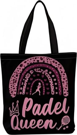 Generic Padel Queen Black Tote Shoulder Bag | Durable Tote Bags For Women | Perfect For Beach, Gym, Shopping & Daily Use - Stylish Black Tote Bags | Perfect P